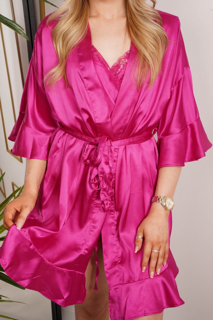 Glamorous and Comfortable Pink Satin Dressing Gown - Available in Sizes XS to L